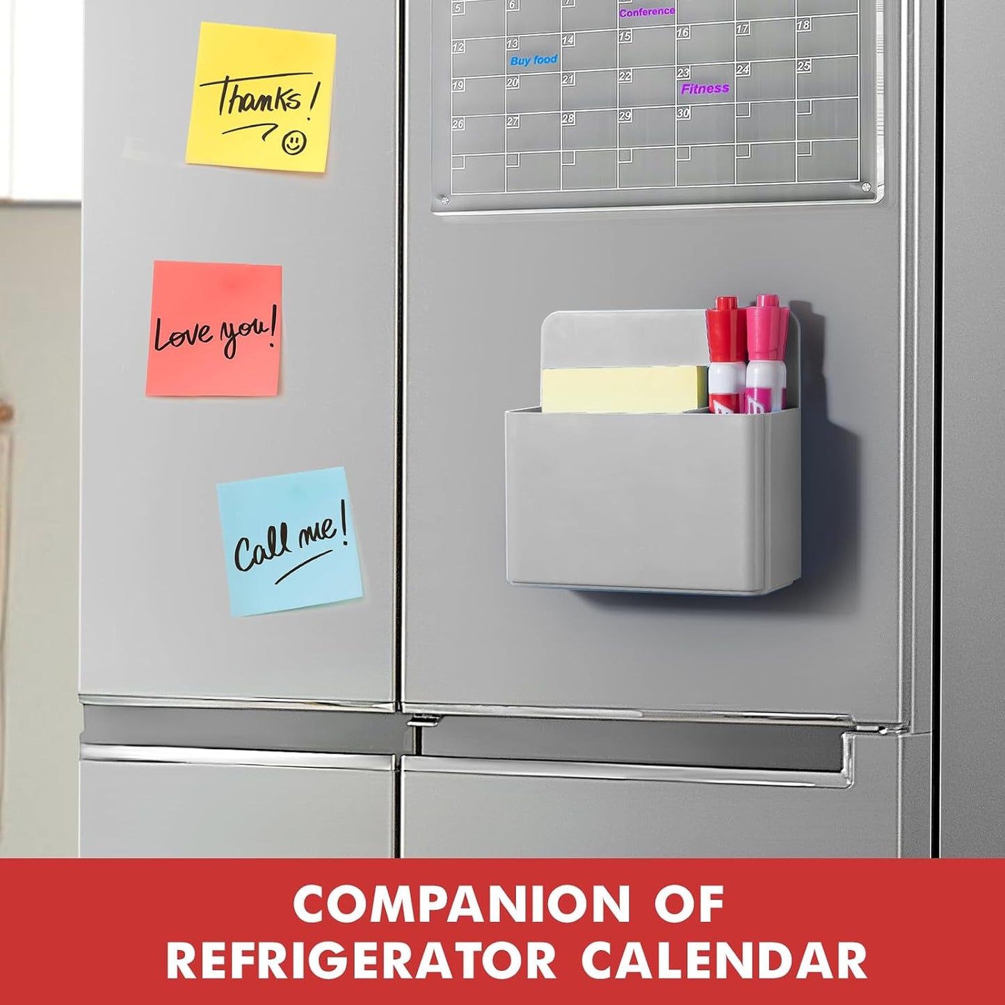 BEYGORM Plastic Magnetic Pen Holder, Powerful Magnet, 2 Pack | Classroom Must Haves, Dry Erase Marker Holder for Whiteboard, School Locker Organizer, Pencil Cup for Refrigerator(Black)