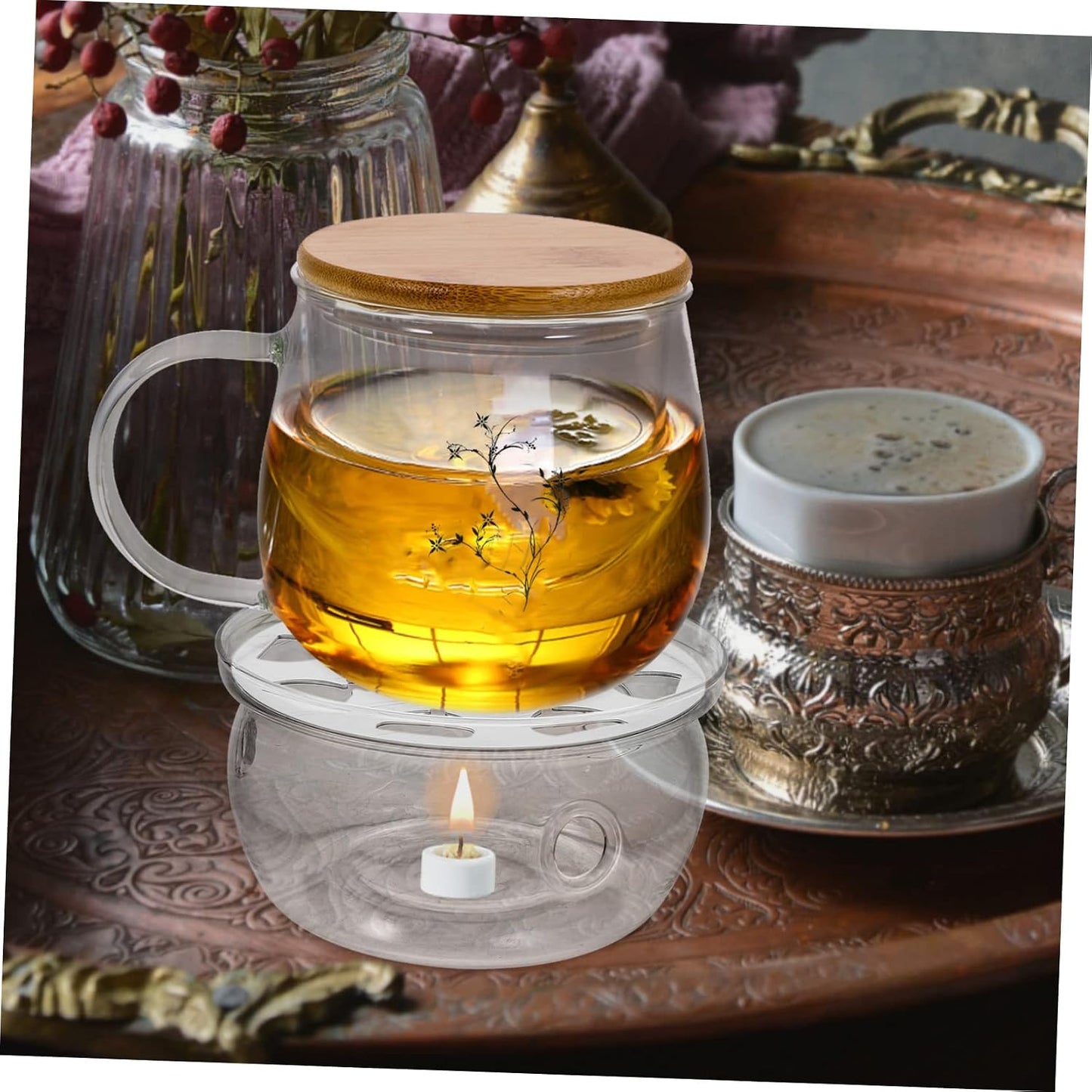 Cabilock Teapot Warmer Stand for Tea Kettle Heater Base Dish Warmer Teapot Trivet
