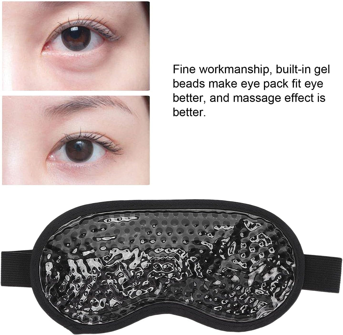 Luqeeg Gel Bead Eye Masks, Hot Cold Compress Eye Pack, Reusable Cooling Gel Bead Ice Pack, Hot Cold Cooling Compress Gel Eye Pad for Stress Relief, Migraine, Puffiness, Dry Eyes, Dark