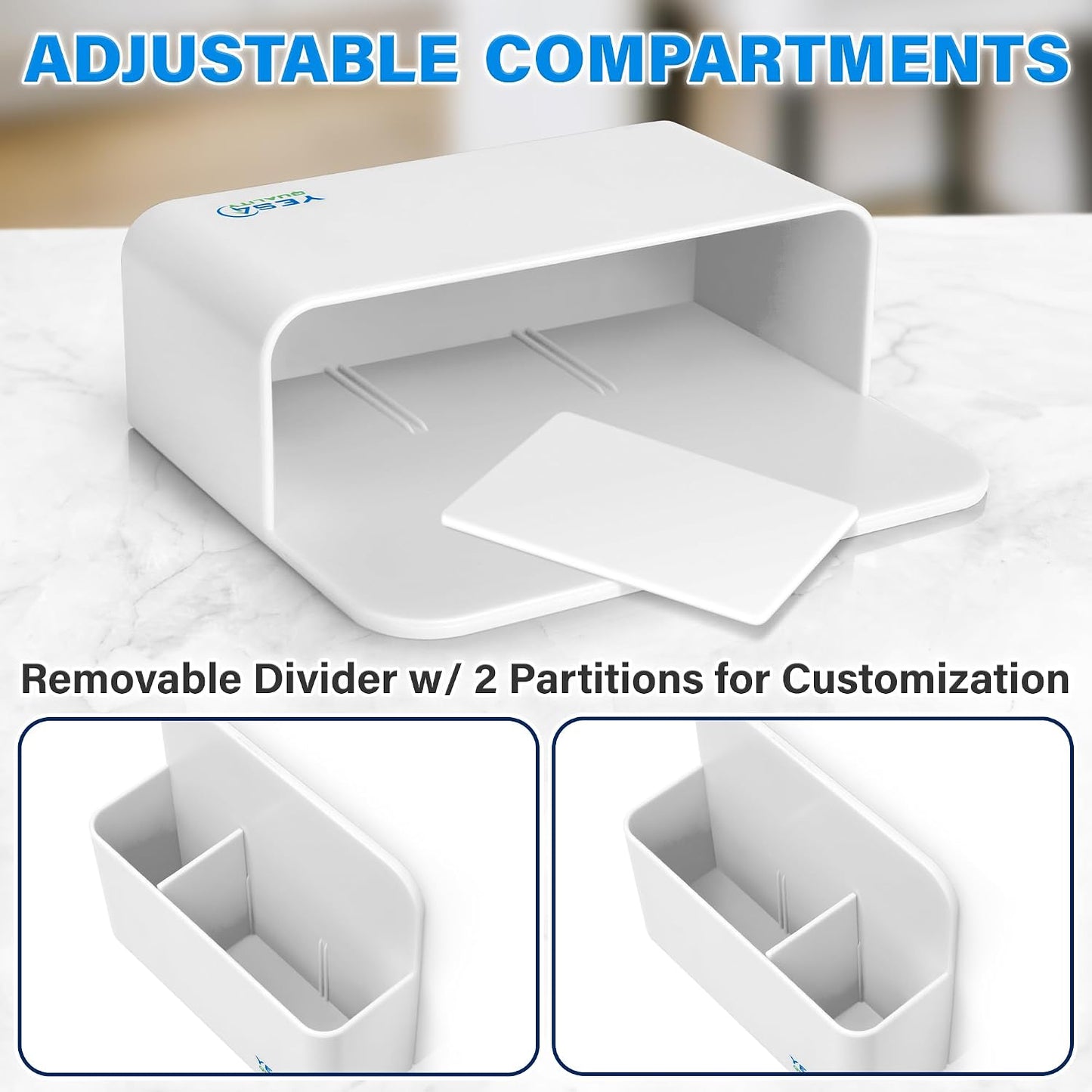 YES4QUALITY Magnetic Pen Holder with Strong Magnetic Back & 2 Compartments, Dry Erase Marker Holder for Whiteboard, Fridge & Locker, White Pencil Holder
