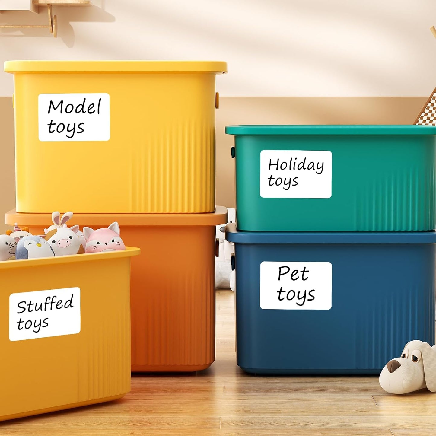 SVNOOC Dry Erase Stickers for Whiteboard Desk Refrigerator Home Office 4x6 in, Reusables Labels for Storage Bins (6 Pack)