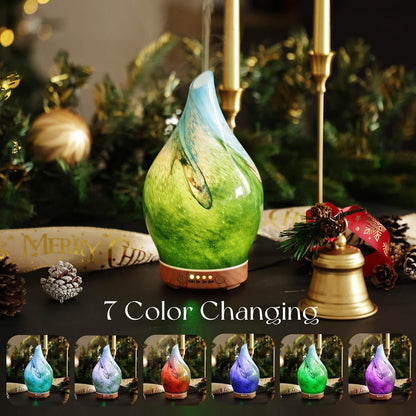 Porseme Oil Diffuser 3D Glass Aromatherapy Ultrasonic Humidifier, Air Refresh Auto Shut-Off, Timer Setting, BPA Free for Home Hotel Yoga Leisure SPA Gift 150ml Last 6H - Colors B