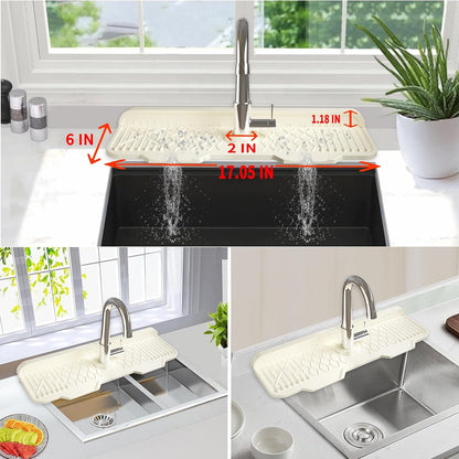 Kitchen Sink Splash Guard Gen2-30" x 6'' Silicone Sink Mat Splash Guard fit for Countertop, Bathroom,Farmhouse,RV by EBIGIC (Grey)
