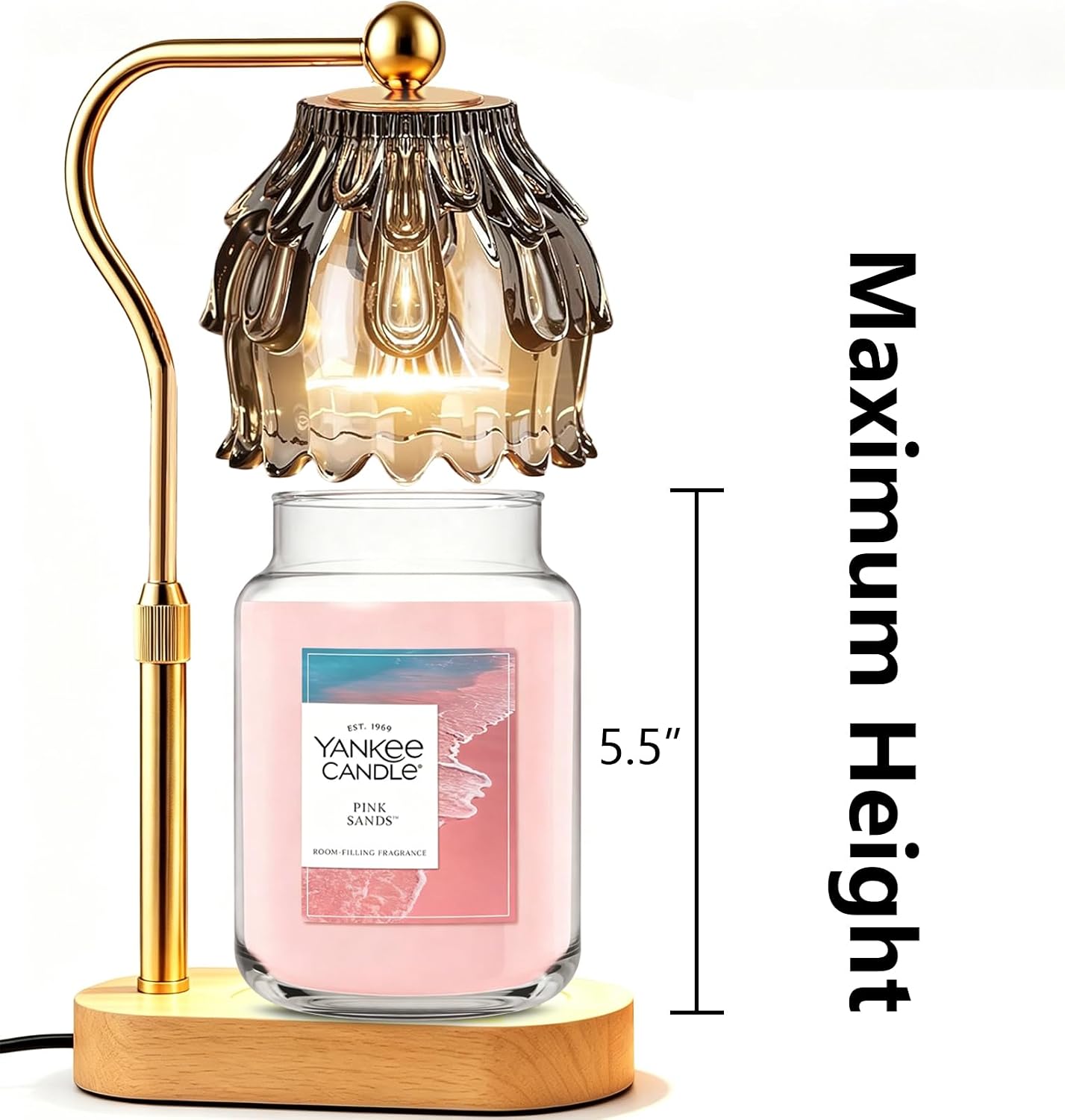 Height Adjustable Candle Warmer Lamp with Timer & Dimmable | Max for up to 6.2inch Yankee Jar Candles, Wax Melts Warmer, Birthday Gifts for Women Mom, House Warming Gifts New Home Decor