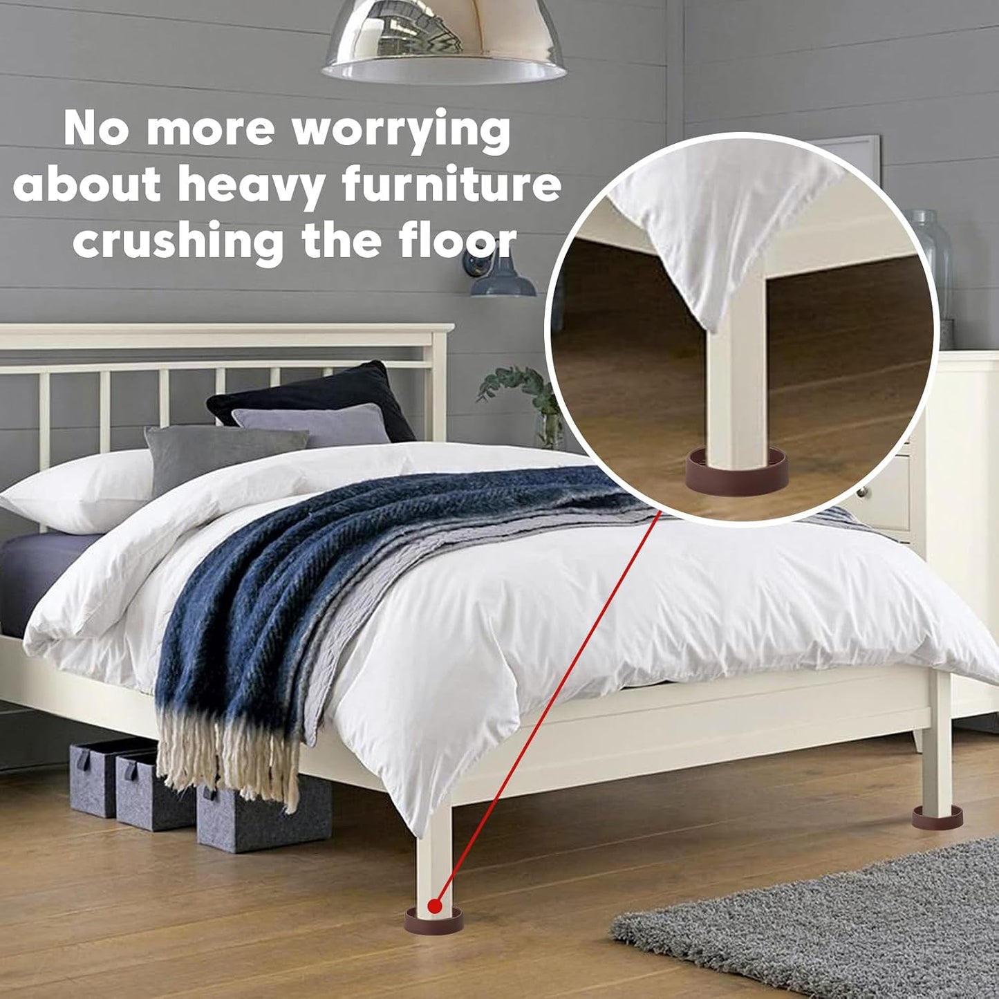 Rubber Non-Slip Furniture Pads, 2"x2" Casters Cup, Round, Brown, 8 PCS | Rubber Feet Floor Protector For Hardwood Floors, Prevent Scratching of The Floor, For Bed Sofa Table and Chair, Stopper
