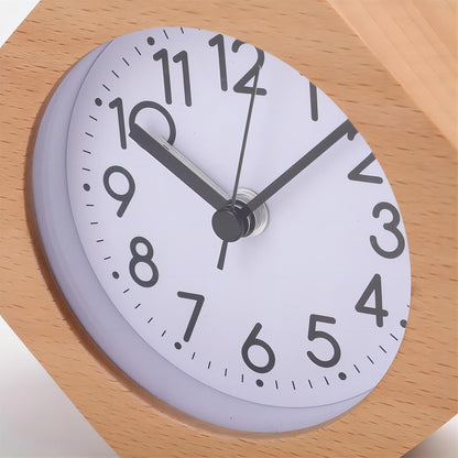 Wood Analog Alarm Clock 3'' Non-Ticking Backlight Battery Operated