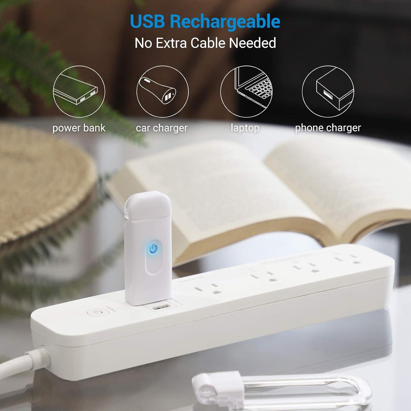 DEWENWILS Amber Book Reading Light, USB Rechargeable Book Light for Reading in Bed