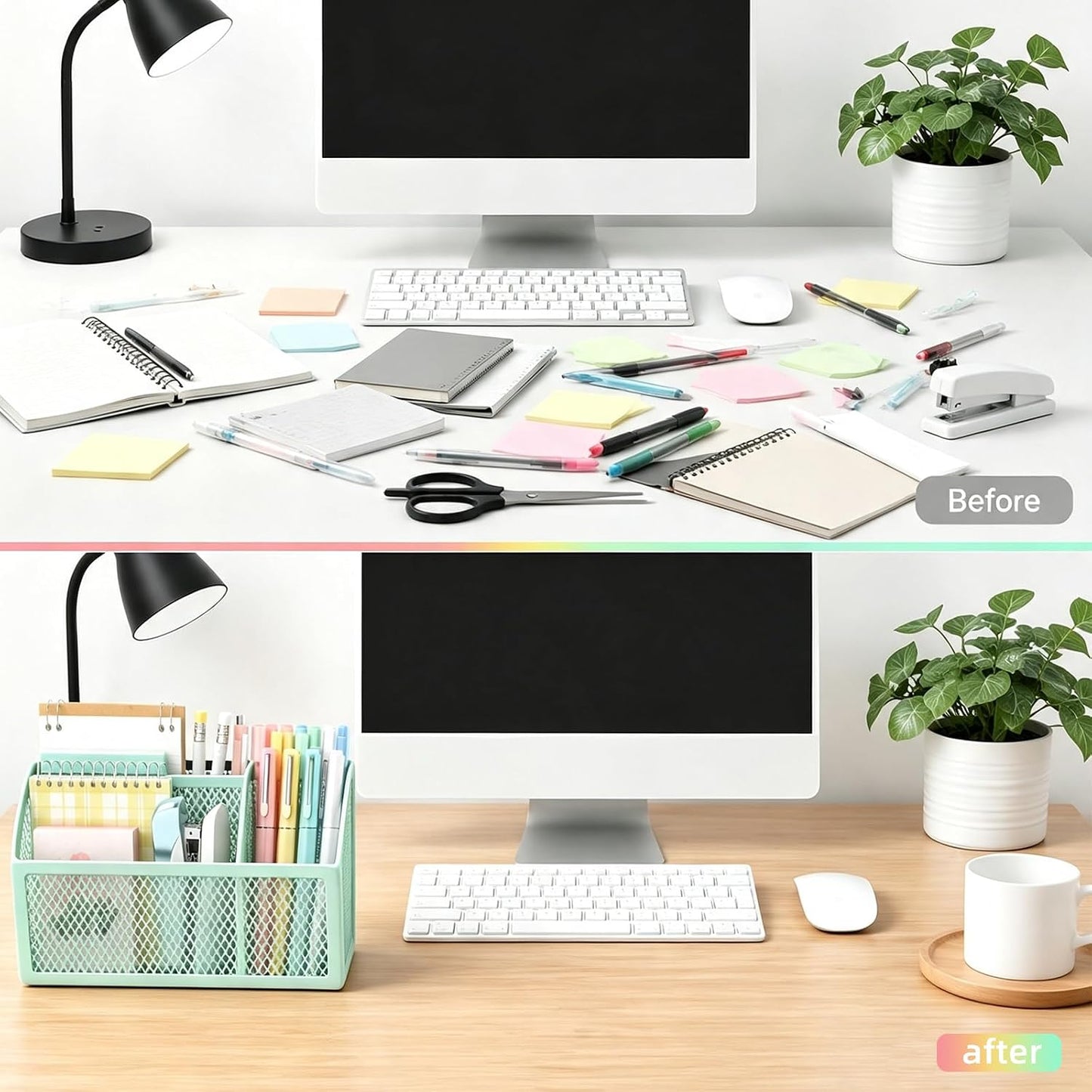 Magnetic Pencil Holder, Magnetic Organizer for Locker Accessories, Black | Mesh Marker Holder with Strong Magnets and 3 Compartments for Whiteboards Refrigerators and Magnetic Lockers