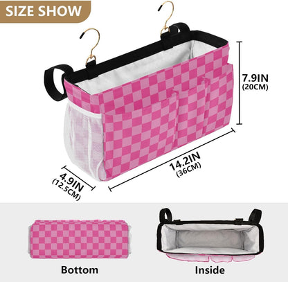 Black Bedside Caddy Storage Bag Bedside Organizer for Bed Rails College Dorm Room Organizer Caddy Hanging Shelf 6 Pockets with Hooks for Drinks Magazine Phone Holder