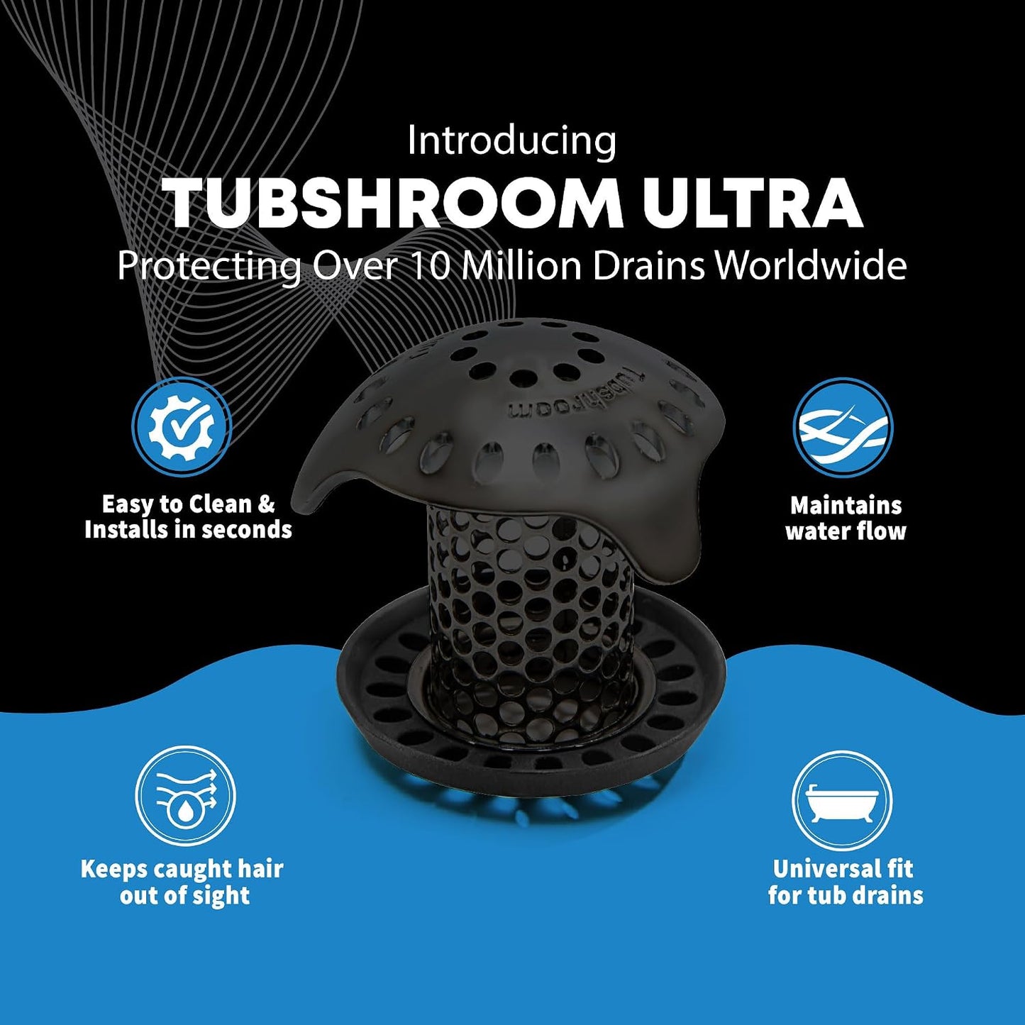 TubShroom Ultra Revolutionary Bath Tub Drain Protector Hair Catcher/Strainer/Snare, Stainless Steel, Stainless Combo