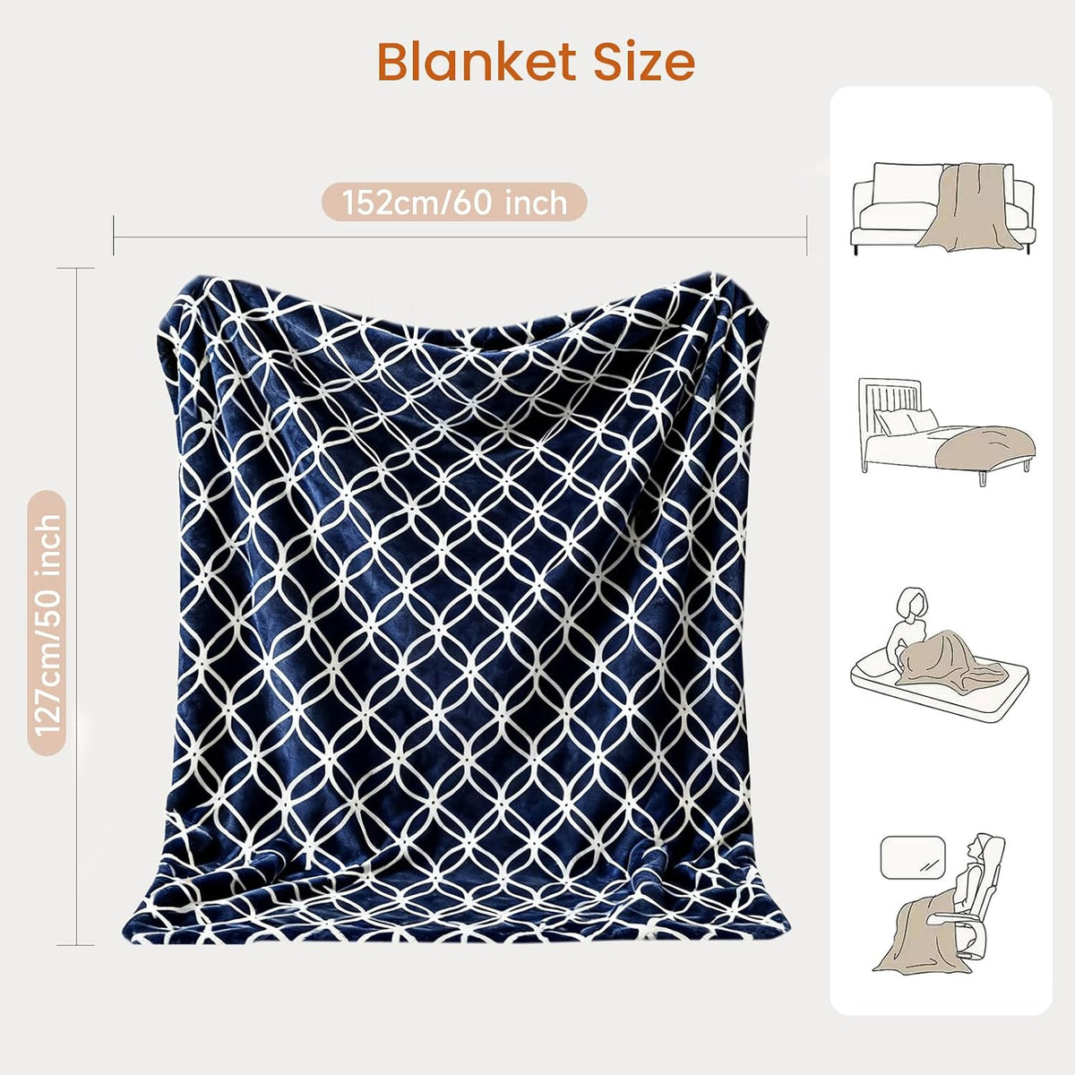 Heated Blanket Electric Throw Blanket with Built-in Button Controller 50"x60" One-Touch Ultra Cozy Soft Warm Heating Electric Blanket with 4 Heat Levels & 4 Hours Auto-Off Overheat Protection