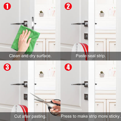 ToLanbbt T-Shaped Door Draft Stopper 1.97 in x 20 FT Silicone Weather Stripping Door Seal Double-Sided Adhesive Draft Seal Tape for Doors Windows and Shower Glass Gaps, Side, Frame, Clear
