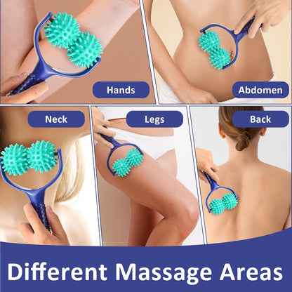 Spiky Massage Balls Rollers with Dual Ball Design, Manual Massage Stick