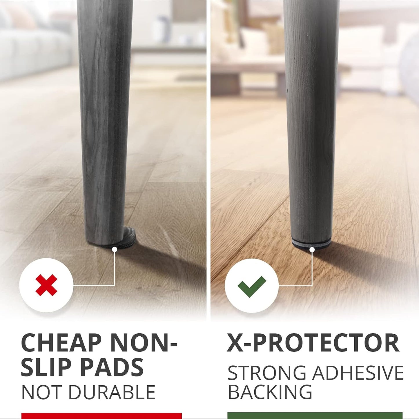 X-PROTECTOR Non Slip Furniture Pads – 24 pcs Premium Furniture Grippers 2"! | Best Self Adhesive Rubber Feet Furniture Feet – Ideal Non Skid Furniture Pad Floor Protectors – Keep Furniture in Place!