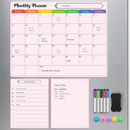 MaxGear 4 Pack Magnetic Dry Erase Board Calendar for Fridge, 15" x 11.5" | Strong Magnetic, Easy to Write and Clean, Dry Erase and No Stains, Includes List, Small Board, 5 Markers,5 Magnets,1 Eraser