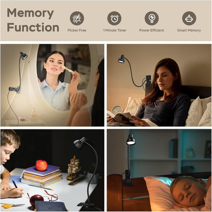 Clip on Reading Light for Bed 3 Color Modes Teal