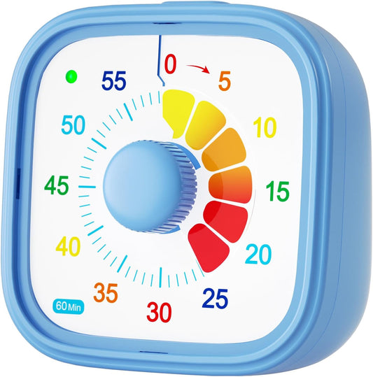Shintrend 60 Minute Visual Timer with Colorful Dial, Pomodoro Timer for Kids and Adults, Silent Countdown Time Management Tool (Batteries Not Included)
