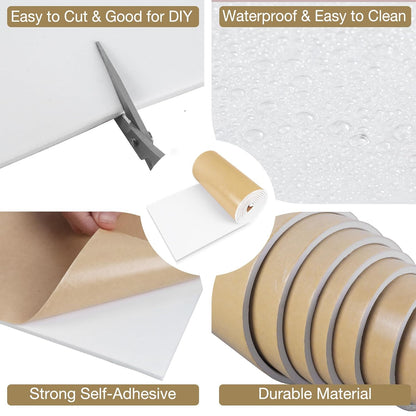 LSGCQ Sponge Neoprene Foam Padding Self Adhesive Foam Sheets, White | Closed Cell Foam Sheet Neoprene Rubber Pad for DIY Gaskets Shock Pads Liner Crafts, 12" Wide x 1/8" Thick x 59" Long