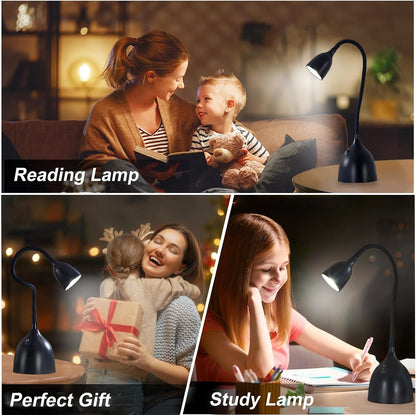 EJIAXIN Desk Lamp for Home Office - Clip on Reading Light and Bed Headboard Clamp Lamp, Bedside Gooseneck Table Lamp, Clip on Desk Lamps, Eye-Caring Desk Lamp for College Dorm Room Study Lamp, White