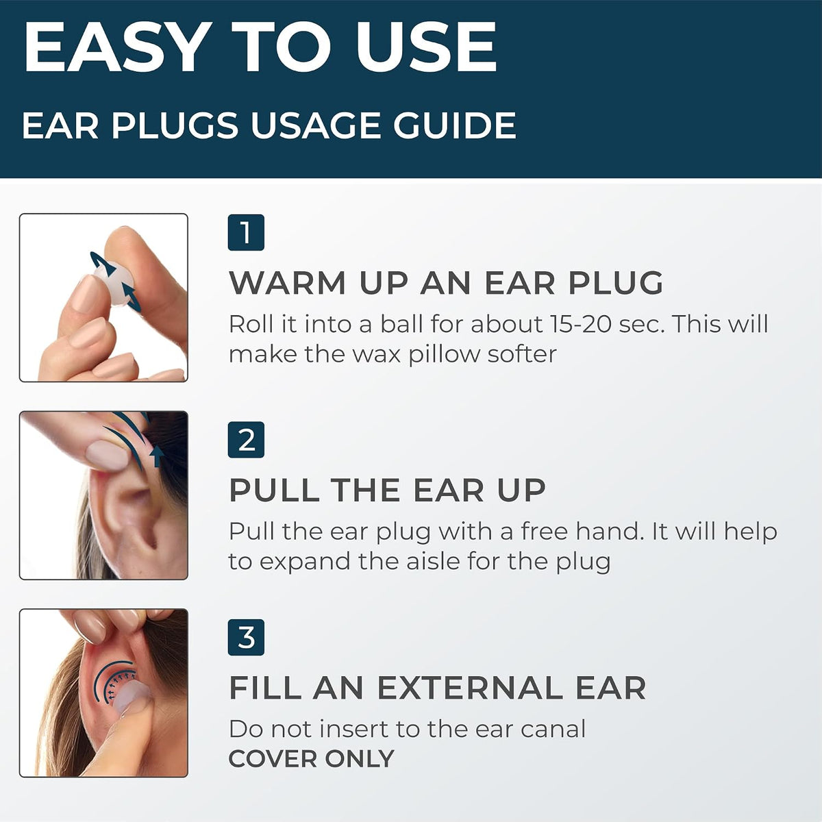 Peace&Quiet PQ Wax Ear Plugs for Sleeping - 50 Silicone Wax Earplugs