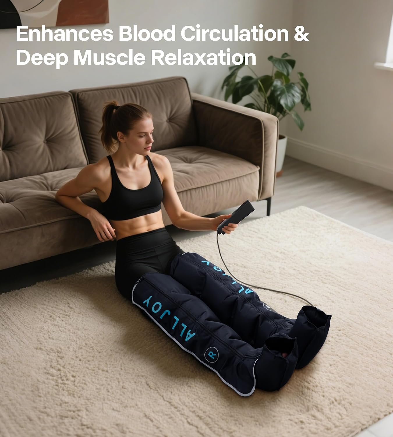 ALLJOY Pro-Grade Leg Massager Recovery Boots, Leg Compression Massager for Circulation and Pain Relief, Sequential Compression Boots for Fast Recovery, Gifts for Men Women