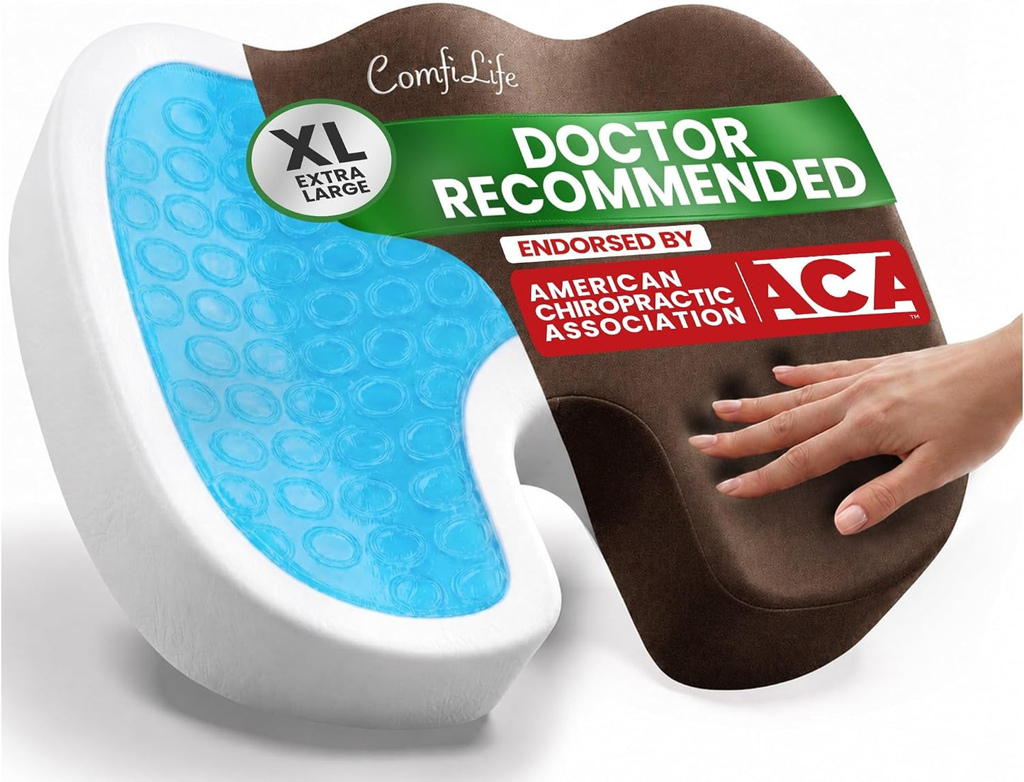 ComfiLife Premium Gel & Memory Foam Seat Cushion – Doctor Recommended Office Chair Cushion, Car Seat Cushion – Chair Cushions for Back & Sciatica Pain Relief – Seat Cushions for Office & Desk (Black)