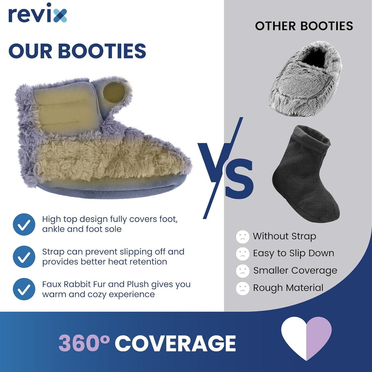 REVIX Microwavable Foot Warmers, Heated Booties for Cold Feet, Purple L