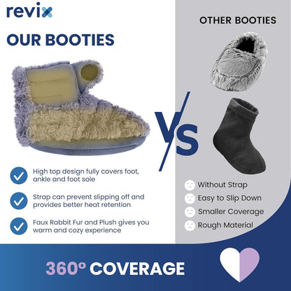 REVIX Microwavable Foot Warmers, Heated Booties for Cold Feet, Purple L