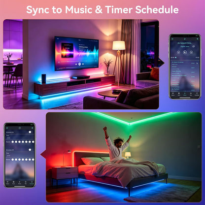 Motion Activated LED Strip Under Bed Lights 9.8Ft RGB, Remote & App Control | Motion Sensor Strip Light Indoor, Music Sync,Auto On/Off RGB Color Changing Night Light USB Powered for Bedroom Cabinet TV PC