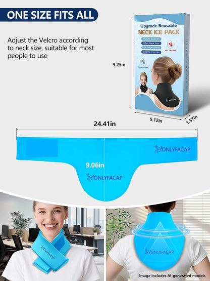 Flexible Neck Ice Pack Wrap,Gel Cold Therapy for Pain Relief | reusable,cool ice silk,stays cold 20 to 30 mins,dual hot & cold,hands-free, Ideas for tech neck, office workers and injuries