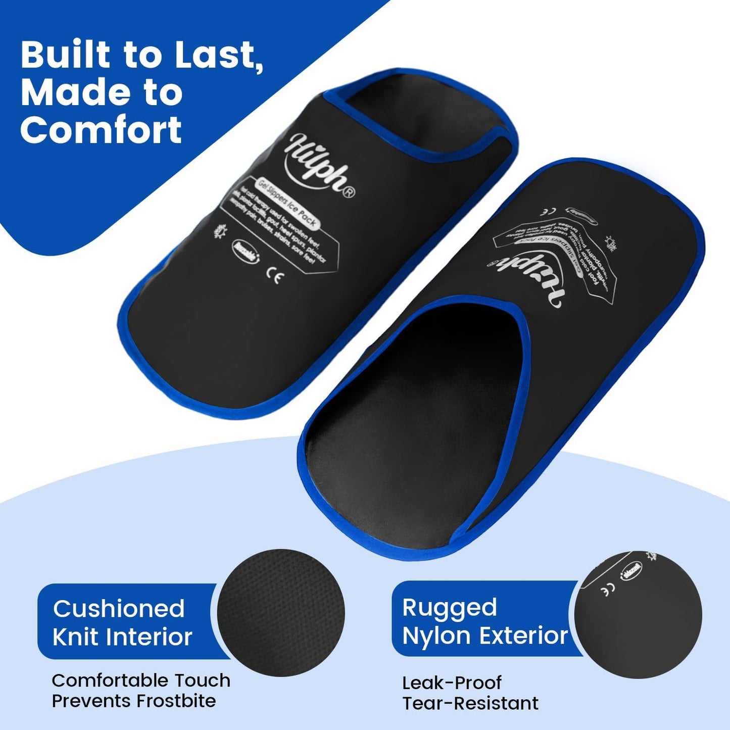 Hilph Foot Ice Pack Slippers, 1 Pair Ice Pack for Feet & Toes Pain Relief | Reusable Hot Cold Therapy for Plantar Fasciitis, Gout, Bunions, Neuropathy Relief, Surgery Recovery, HSA Eligible FSA, Blue