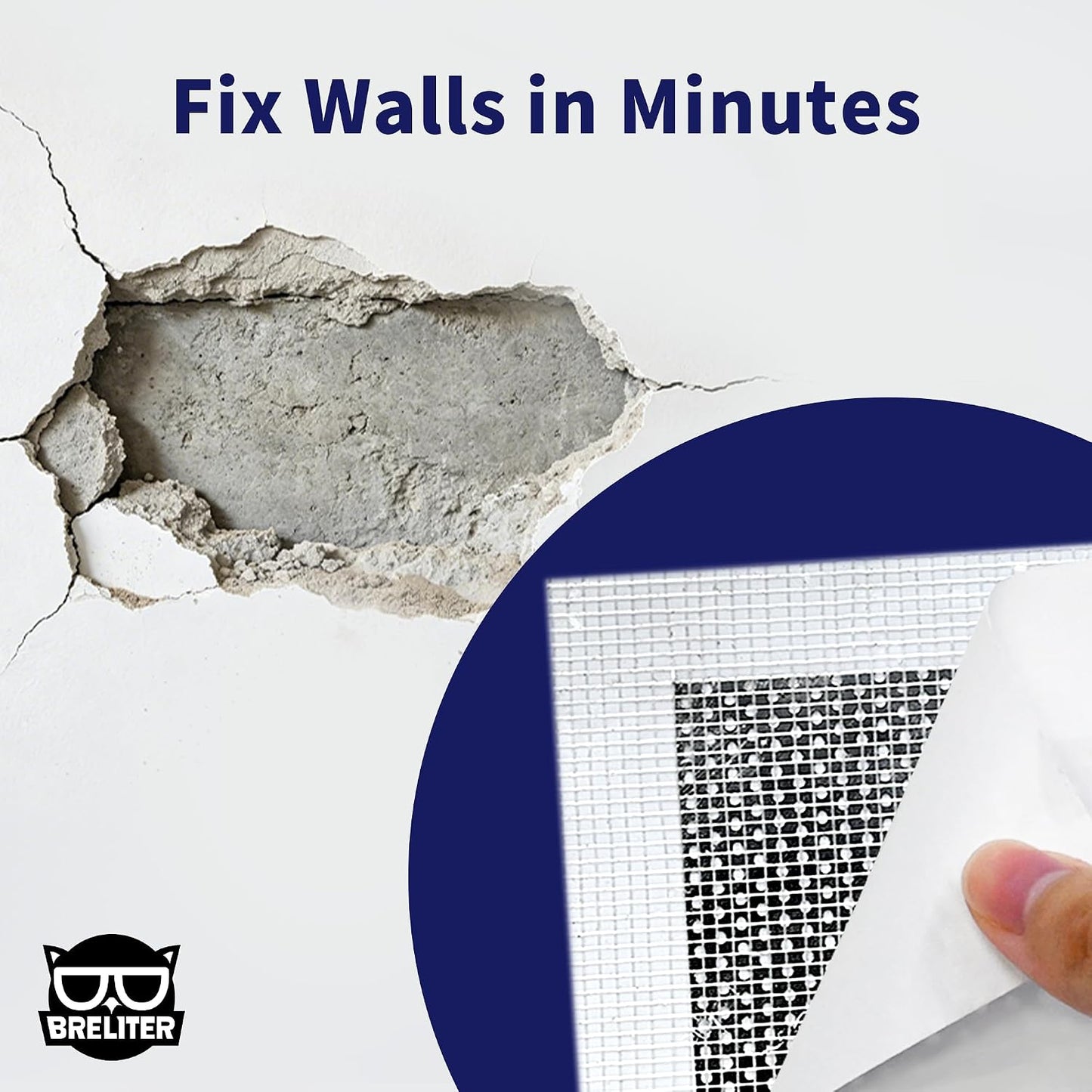 Drywall Repair Patch Kit, 13 Pcs Self-Adhesive Aluminum Wall Hole Repair Patches for Wall, Ceiling, Sheetrock, Plaster, 2/4/6/8 Inch Drywall Patch Kit with Scraper & Sandpaper