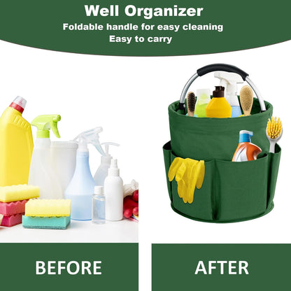 17L Cleaning Caddy with Handle, Cleaning Supplies Organizer, Foldable Storage Basket, Cleaning Supply Caddy, Portable Multi Cleaning Bucket Bag for Home, Garden (Blue)