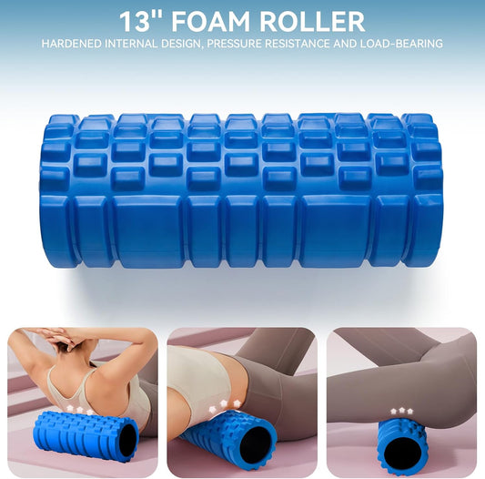 Krightlink 5 in 1 Foam Roller Set Trigger Point Exercise Foam Roller | Deep Tissue Muscle Massage Fitness Foam Roller, Massage Roller, Massage Ball, Stretching Strap, for Whole Body Orange