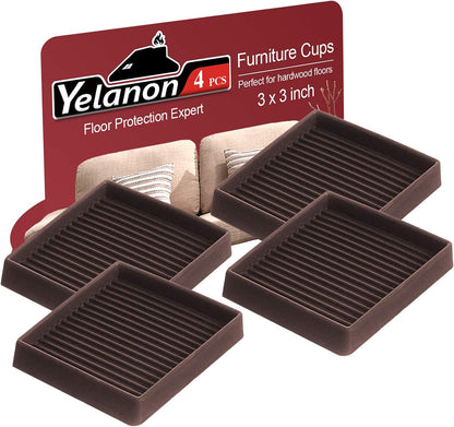 Non Slip Furniture Pads for Hardwood Floors -8 Pcs 3” Furniture Coasters Cups, Anti Skid Furniture Grippers Rubber Feet, Floor Protectors for Furniture Bed Couch Stoppers