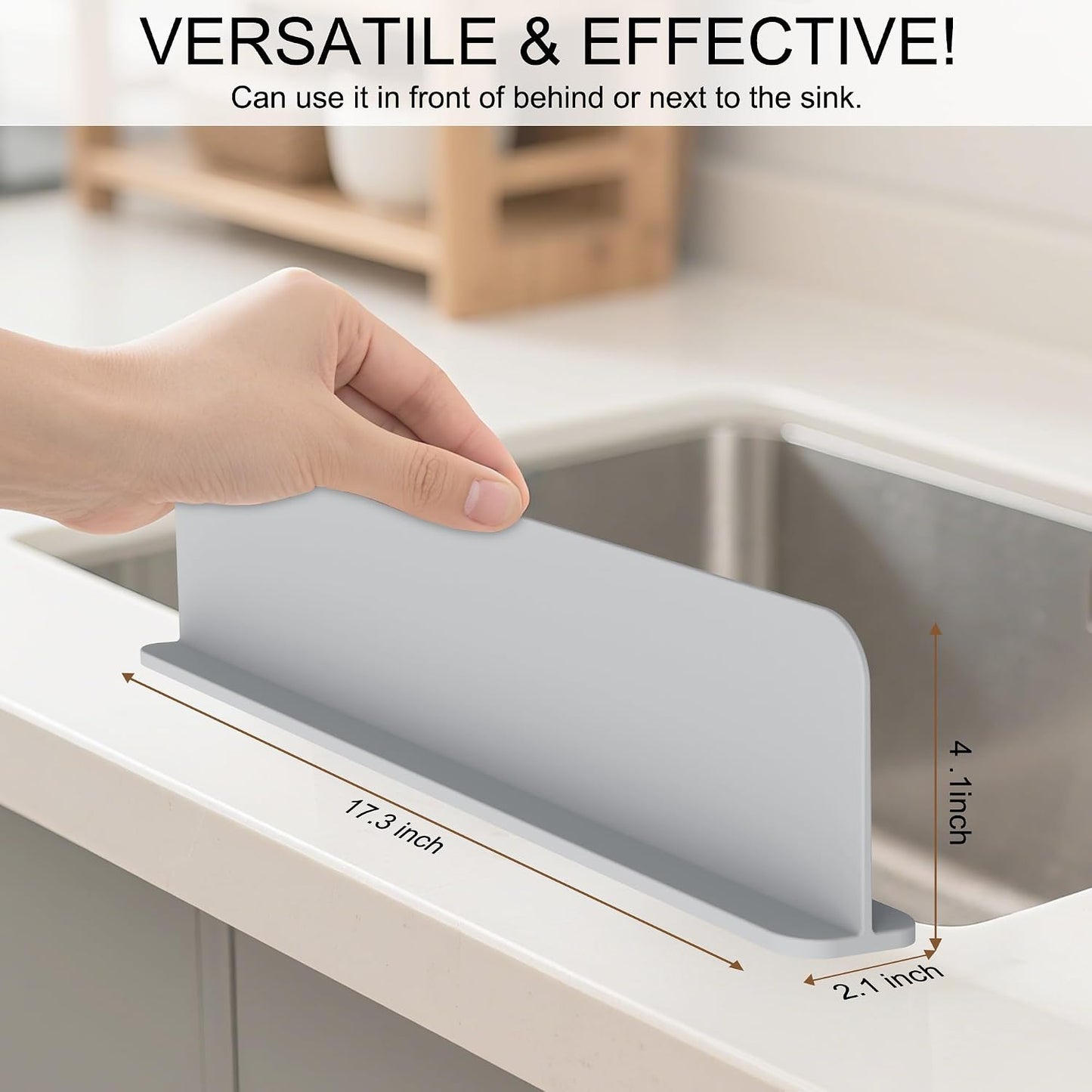 Mofason Silicone Sink Splash Guard for Kitchen Water Splash Guard, Black | 17.3"x4.1" sink splash guard for kitchen sink area suction cups, sink backsplash guard Fits front edge counter behind faucet