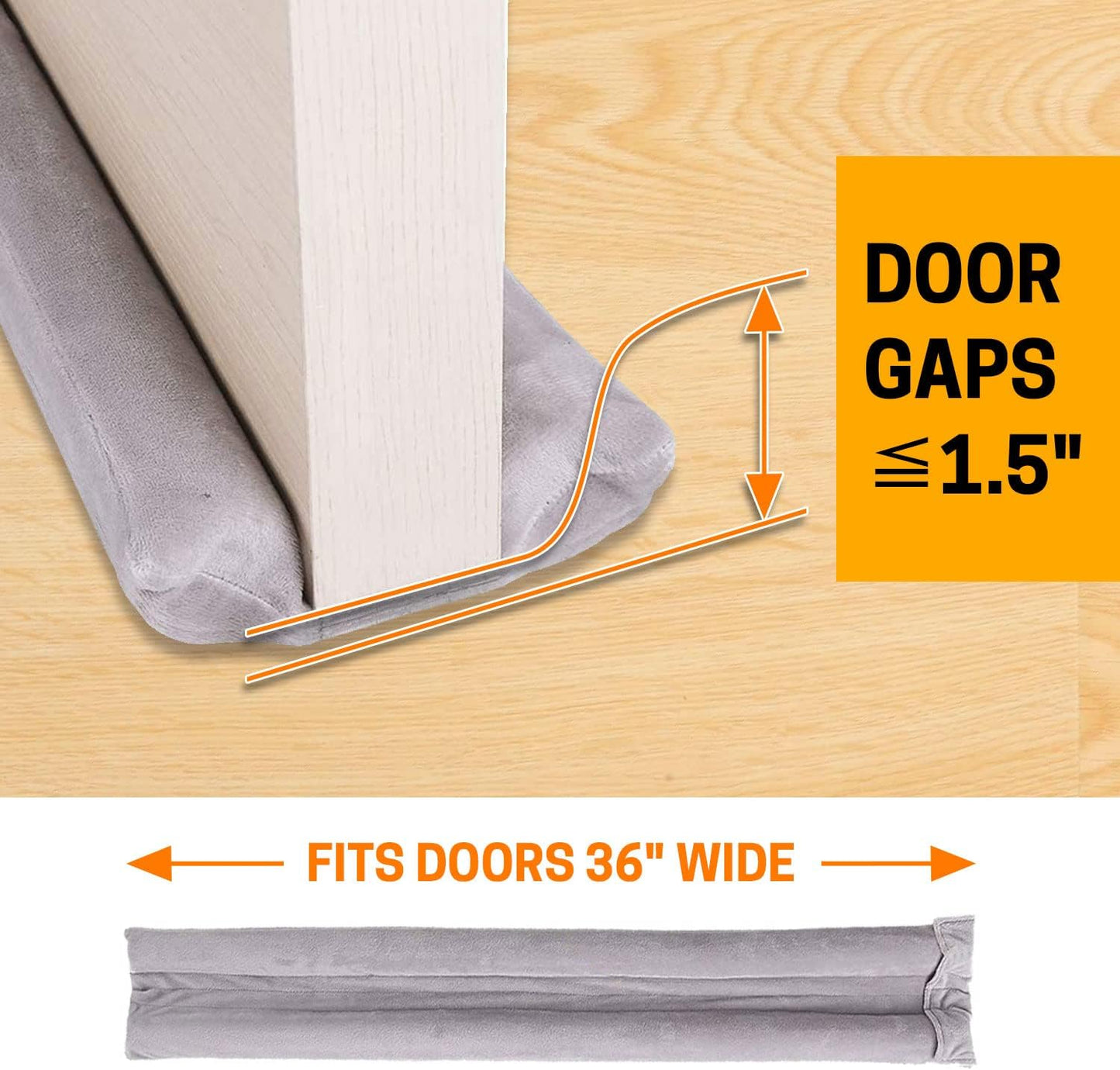36 Inch Under Door Stopper, Door Noise Blocker | Double Sided Door Stopper, Machine-Washable