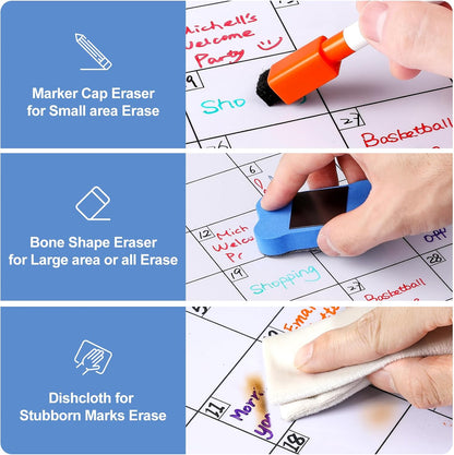 3 Pack Dry Erase Magnetic Calendar for Refrigerator - Monthly & Weekly & Daily Planner Magnet Whiteboard for Fridge Wall - Shopping, Meal/Menu, To Do List, Family Schedule Planning Board (10HB-RIZH3)