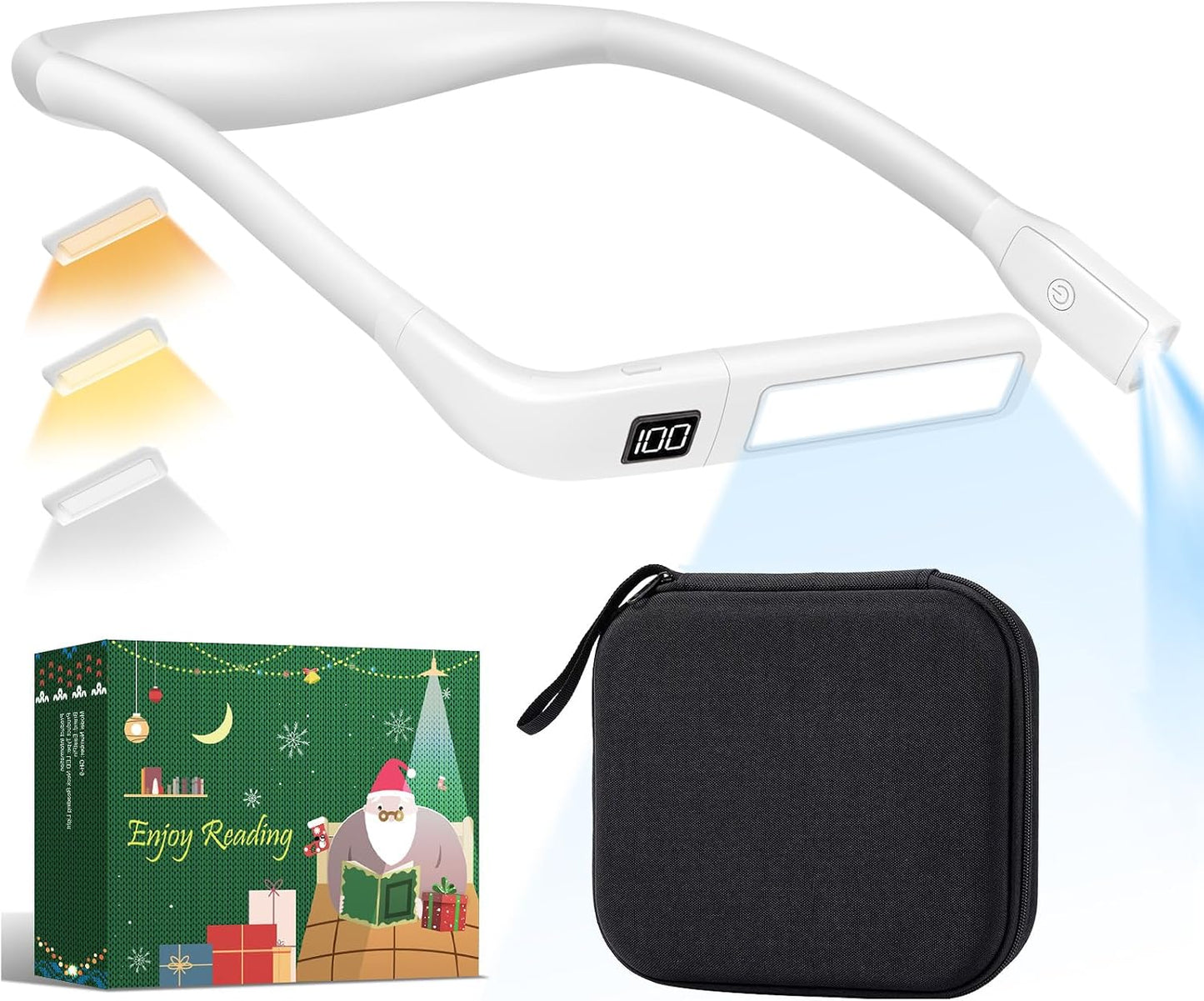 Reading Light Book Lovers Gifts: Upgraded Neck Light with Power Display & Timer, 80Hrs Rechargeable Book Lights for Reading at Night,Birthday Gifts for Readers Women, Knitting Crochet Accessories