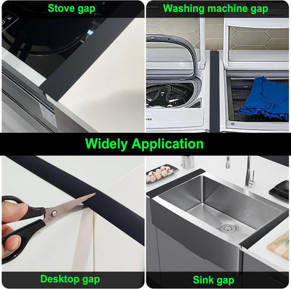 Silicone Stove Counter Gap Cover - 25 Inch Gap Filler 2 Pack Black | Long gap filler seals spills between kitchen appliances Stovetop oven countertop; stove gap cover, gas stove side gap covers