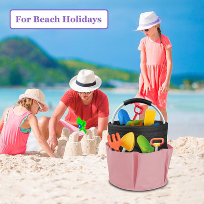 17L Cleaning Caddy with Handle and 6 Pockets, Foldable Cleaning Supply Caddy, Portable Shower Caddy in 600D Oxford Fabric, Multifunctional Storage Basket for Camping, Gardening, Black