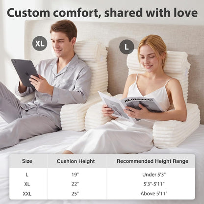 ENITYA 22" XL Back Pillow for Bed Sitting Up with Armrests & Big Pockets | Reading Pillow for Bed, Soft Back Support Chair, Ideal for Watching TV, Gaming, Nursing, Resting, Post Surgery, Dark Grey