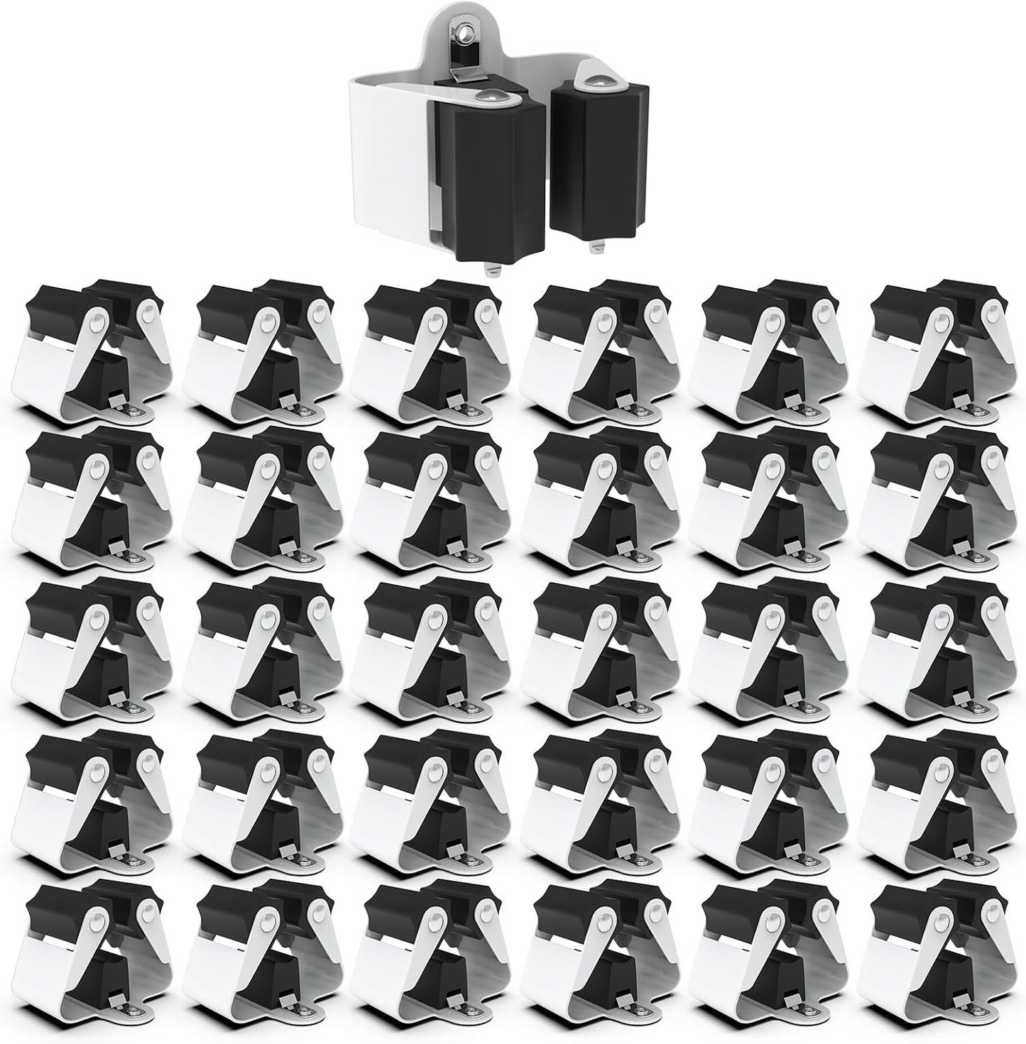 3-H Broom Holder Wall Mount 12 Pack, Heavy Duty Stainless Steel Mop and Broom Organizer Clips, Strong Grip Wall Mount Holders for Garage, Garden, Laundry Room & Utility Closet, Black