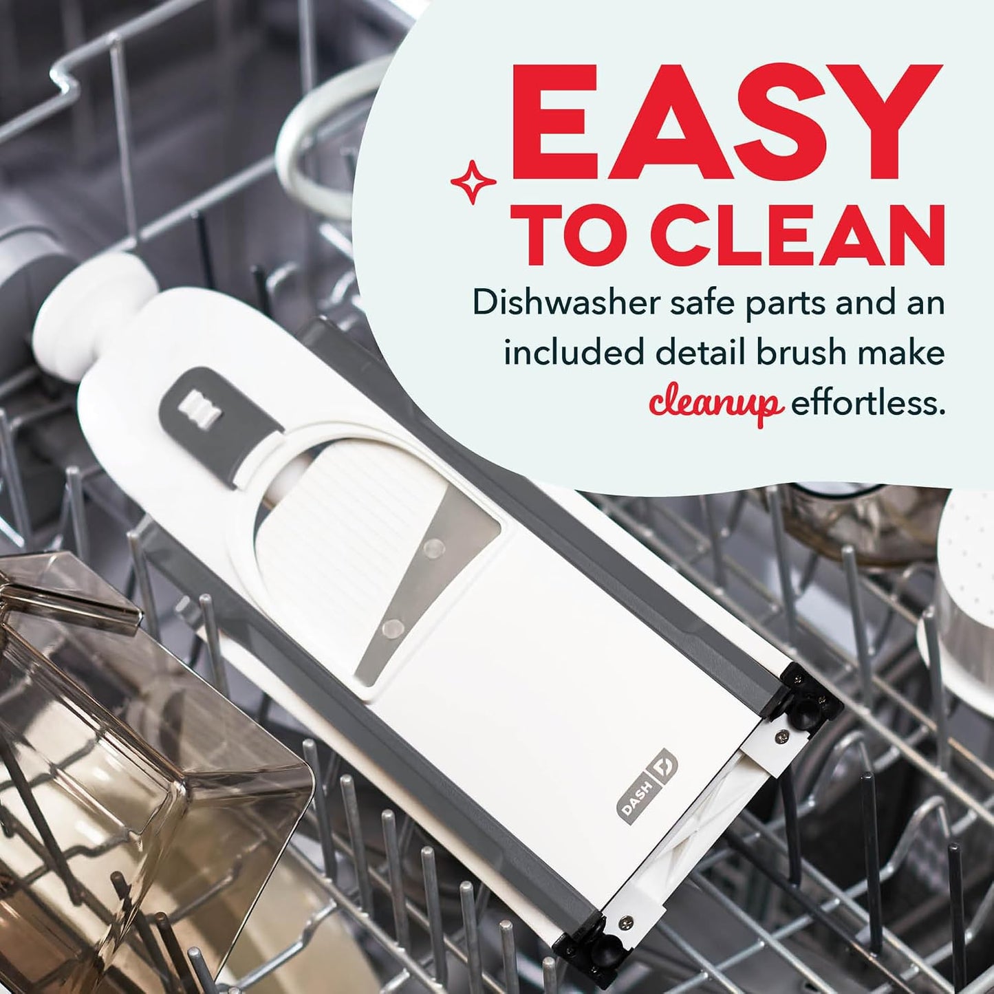 Dash Safe Slice Mandoline Slicer, Adjustable 30+ Combos, Aqua | Vegetable, Potato & Onion slicer, 1-8mm Thickness, Julienne, Matchstick & Dice Cuts, Folds Flat, Stainless Steel Blades