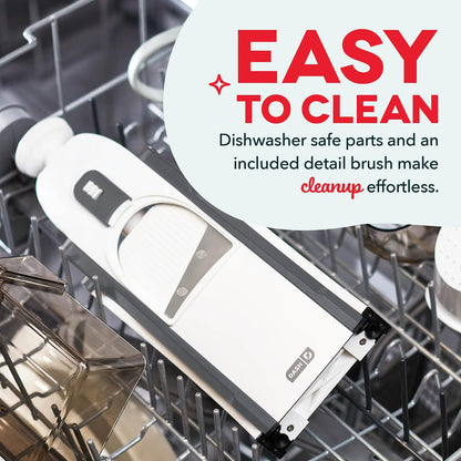 Dash Safe Slice Mandoline Slicer, Adjustable 30+ Combos, Aqua | Vegetable, Potato & Onion slicer, 1-8mm Thickness, Julienne, Matchstick & Dice Cuts, Folds Flat, Stainless Steel Blades