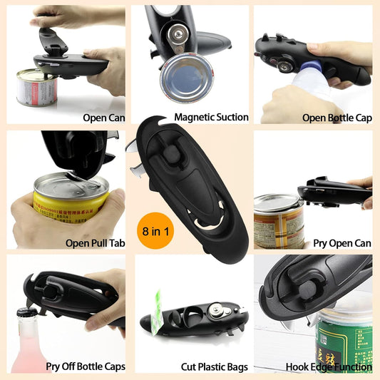 Can Opener, Side Cut Smooth Edge Manual Can Opener for Kitchen | Side cut can opener, compact manual tool, smooth edge cutting, easy kitchen use, safe lid removal, portable can opening tool