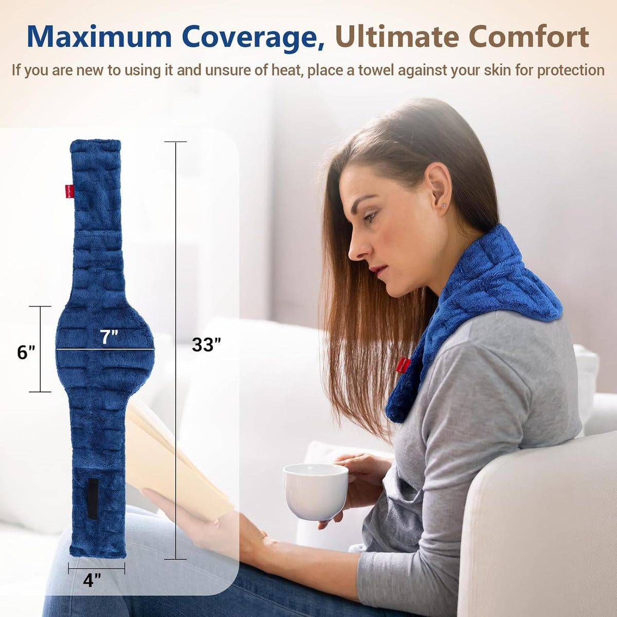 Comfytemp Microwavable Moist Heating Pad for Neck and Shoulders, 33" x 4"