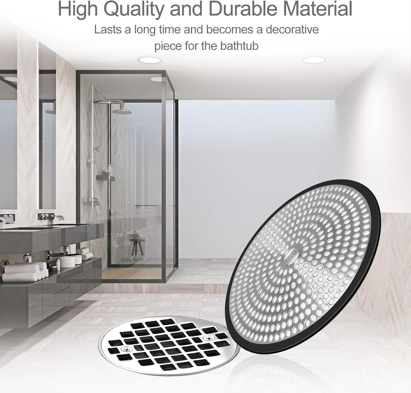 LEKEYE Shower Drain Hair Catcher/Strainer/Stainless Steel and Silicone