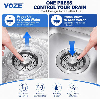 2 Pack Kitchen Sink Drain Strainer & Stopper with Basket, Stainless Steel Drain Plug Cover Catcher for Food Waste - Sink Accessories for Home or Kitchen Sink Shroom Fit US Standard 3-1/2'' Drain Hole