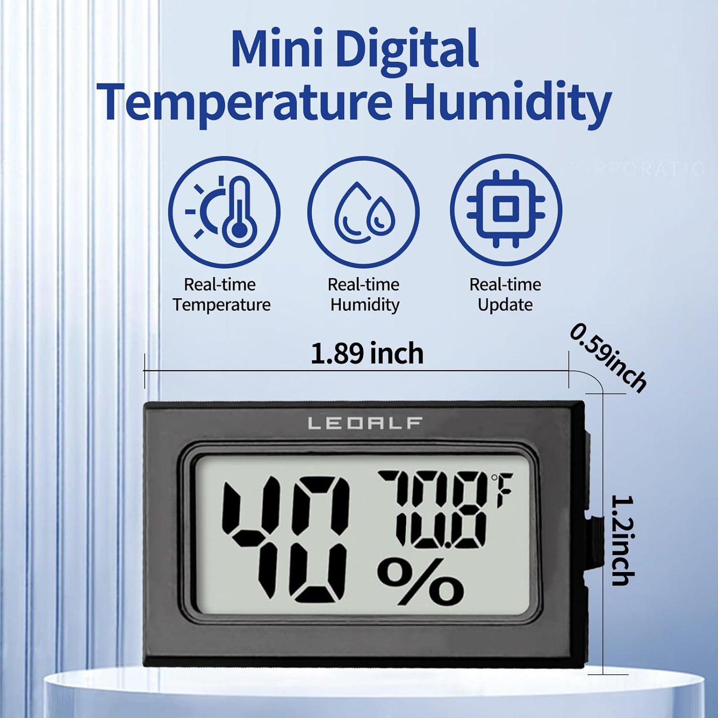 Mini Humidity Meter Hygrometer 6 Pack Room Thermometer Indoor Digital Temperature and Humidity Monitor (Black)